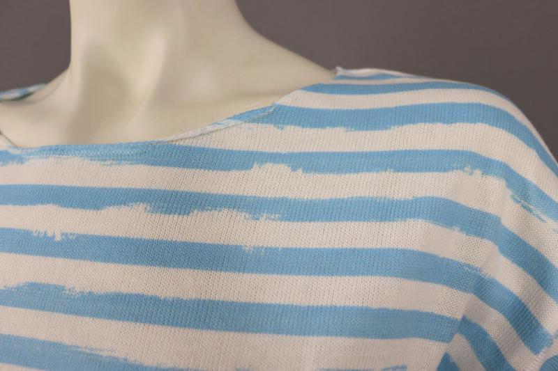 Zwillingsherz Pullover Strickpullover Streifenpullover weiß türkis Größe 1 36/38 mit Viskose