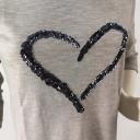 Kurt Kölln Shirt hellgrau ¾ -Arm mit Herz Pailletten anthrazit