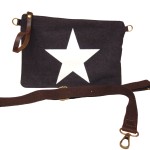Kleine Tasche dunkelgrau aus Canvas mit Lederschlaufe