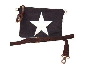 Kleine Tasche dunkelgrau aus Canvas mit Lederschlaufe