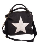 Große Tasche Henkeltasche Shopper   Mix aus Canvas und Leder in Grau, Dunkelgrau oder Braun