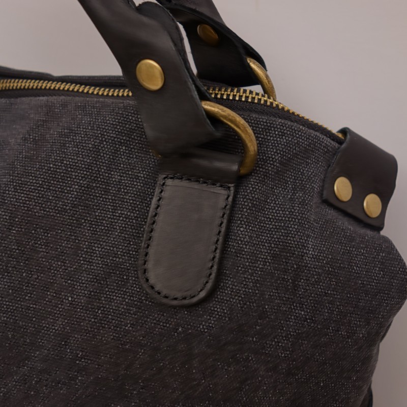 Große Tasche Henkeltasche Shopper   Mix aus Canvas und Leder in Grau, Dunkelgrau oder Braun