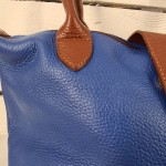 Handtasche Henkeltasche Leder kobaltblau braun