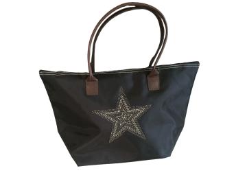 Tasche Henkeltasche schwarz mit Glitzerstern