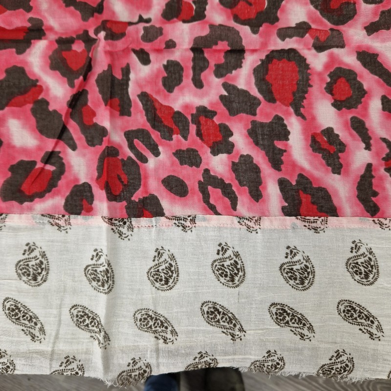 SAMAYA Tuch Viereckschal Dreieckstuch Leo-Paisleymuster rot beige
