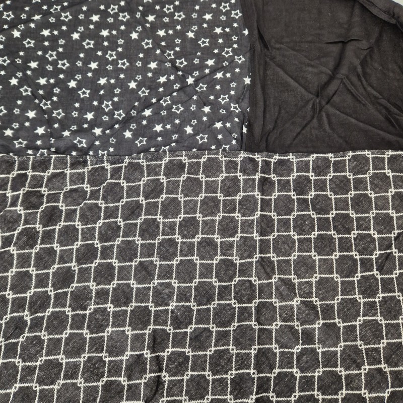 SAMAYA Dreieckstuch Tuch "Patchwork" schwarz wollweiß