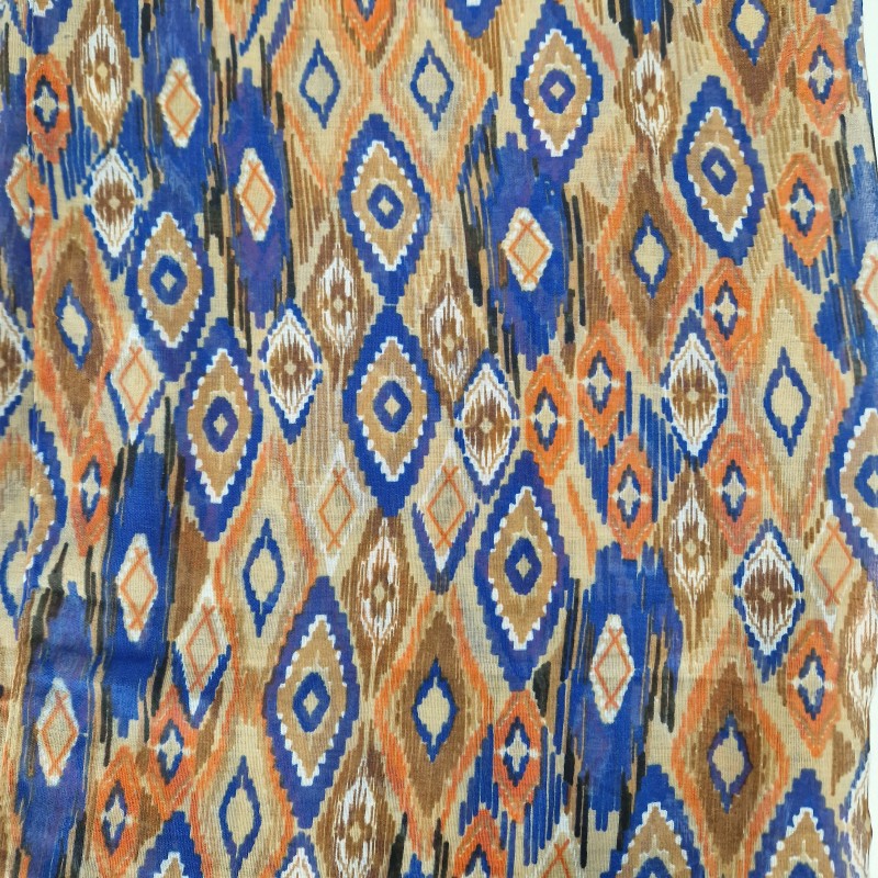 XXL Schal Tuch hellbraun braun blau und orange