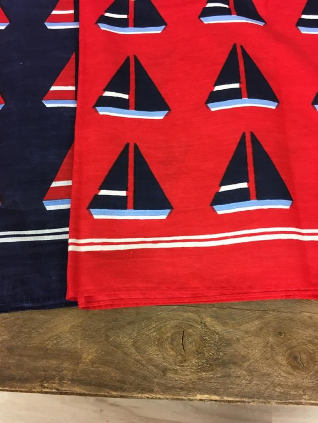 Halstuch Nickituch rot Bandana Vierecktuch maritimes Tuch  Segelboot blau weiß hellblau 100%  Baumwolle