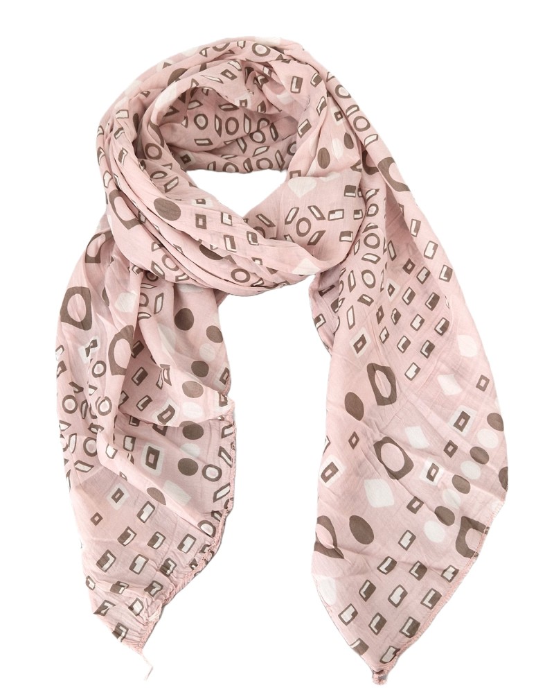 Italy Tuch Schal Loop rosa  geometrische Formen Seide Baumwolle