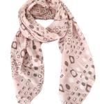 Italy Tuch Schal Loop rosa  geometrische Formen Seide Baumwolle