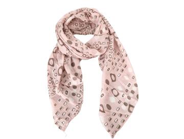 Italy Tuch Schal Loop rosa  geometrische Formen Seide Baumwolle