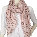 Italy Tuch Schal Loop rosa  geometrische Formen Seide Baumwolle
