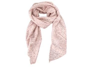 Italy Tuch Schal Loop rosa Leo-Muster Seide Baumwolle