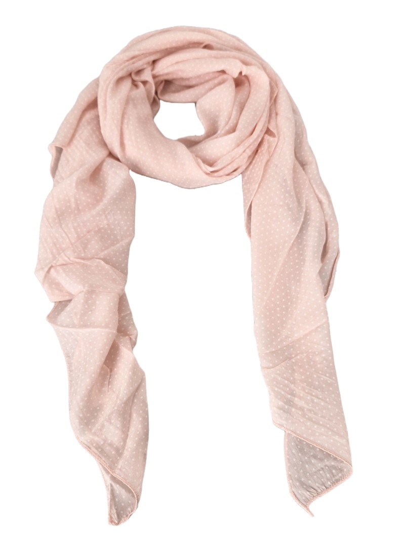 Italy Tuch Schal Loop rosa kleine Punkte Seide Baumwolle