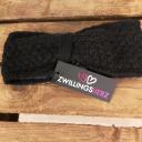 Zwillingsherz Stirnband Grobstrick schwarz mit Wolle und Fleece-Futter