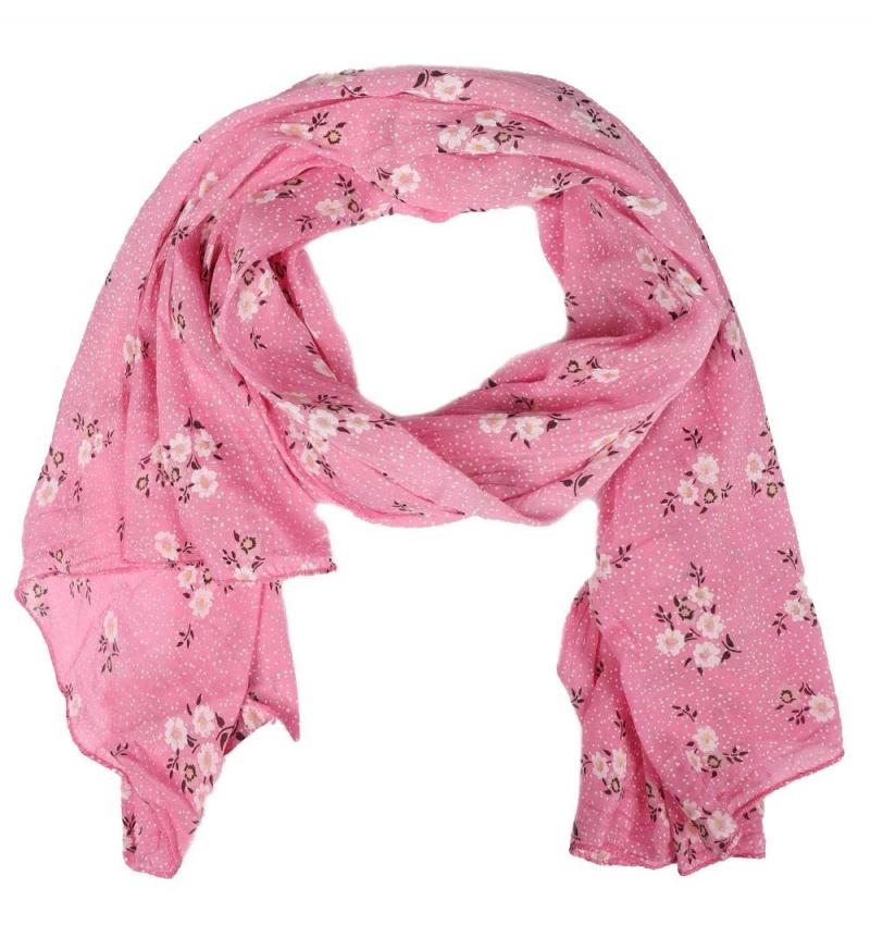 Tuch mit Seide Blümchen Punkte rosa/pink gelb weiß