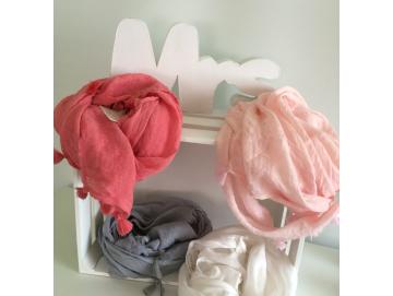 Dreieckstuch Sommertuch leichte Qualität rosa weiß oder koralle Baumwolle Vieskose
