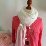 Dreieckstuch Sommertuch leichte Qualität rosa weiß oder koralle Baumwolle Vieskose