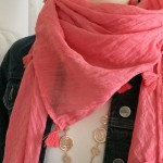 Dreieckstuch Sommertuch leichte Qualität rosa weiß oder koralle Baumwolle Vieskose