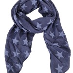 Italy Schal Tuch  Loop dunkelblau Sternen Motiv Seide Baumwolle