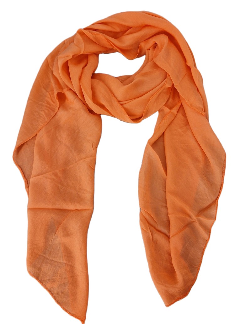 Italy Schal Tuch Loop orange Uni ohne Muster Seide Baumwolle