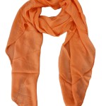 Italy Schal Tuch Loop orange Uni ohne Muster Seide Baumwolle