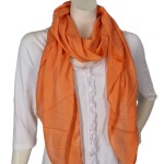 Italy Schal Tuch Loop orange Uni ohne Muster Seide Baumwolle