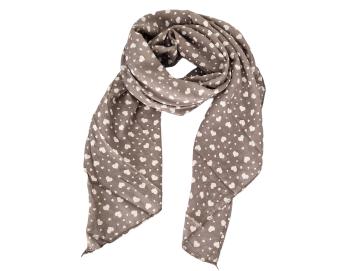 Italy Tuch Schal Loop taupe braun Herzen Seide Baumwolle