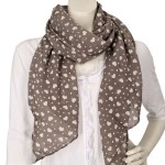 Italy Tuch Schal Loop taupe braun Herzen Seide Baumwolle