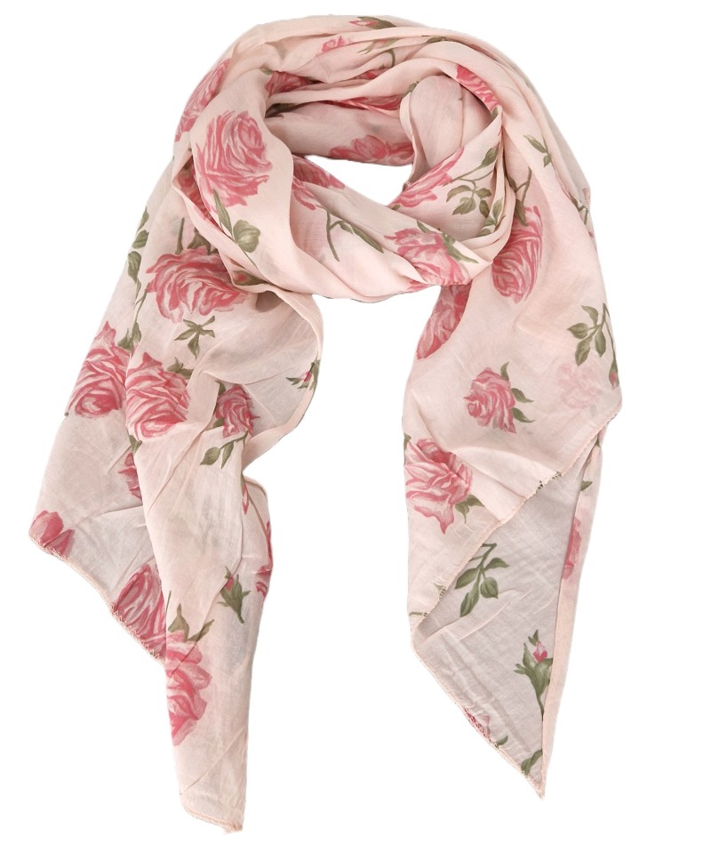 Italy Tuch Schal Loop rosa oder mintgrün Rosen Seide Baumwolle