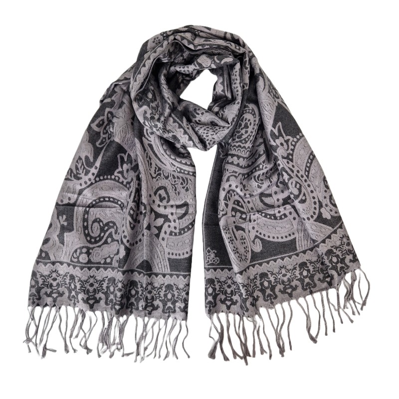 Schal Tuch Schultertuch gewebt Paisley Muster  in Blau Rot Schwarz Altrosa Viskose