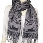 Schal Tuch Schultertuch gewebt Paisley Muster  in Blau Rot Schwarz Altrosa Viskose