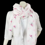 Sommertuch Weiß Schal XL Tuch Glitzer Flamingo Pink kleine Fransen Halstuch