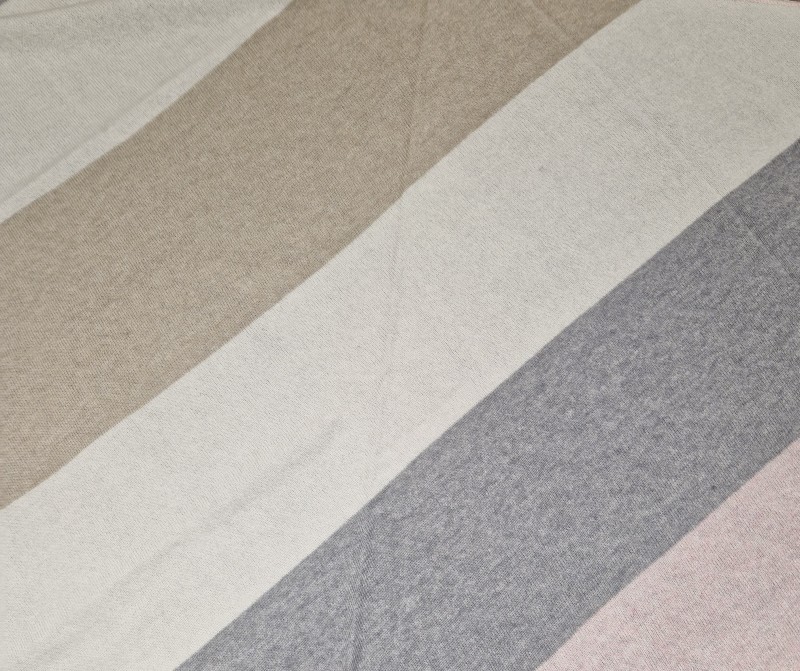 Zwillingsherz Dreieckstuch Streifen mit Kaschmir Wolle  hellgrau Rosa Beige Wollweiß