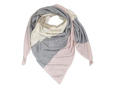 Zwillingsherz Dreieckstuch Streifen mit Kaschmir Wolle  hellgrau Rosa Beige Wollweiß