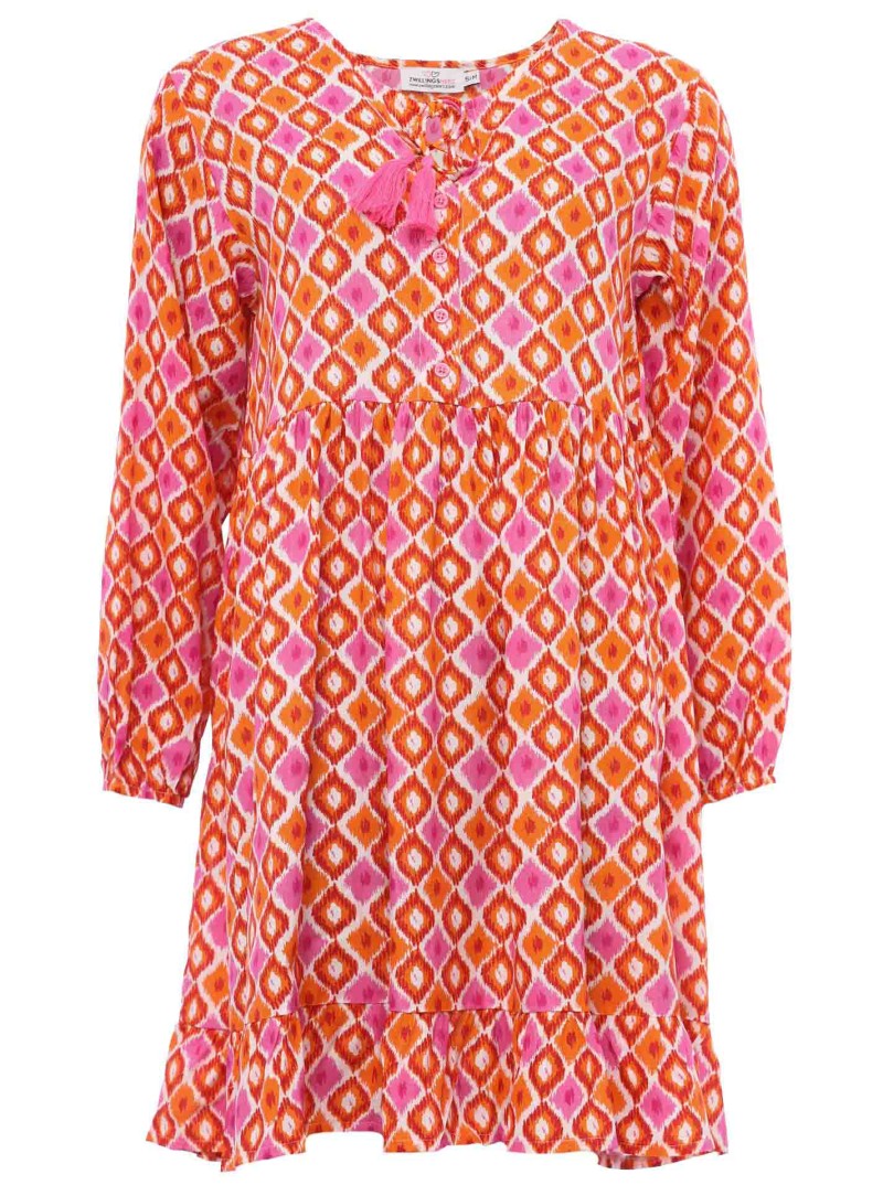 Zwillingsherz Kleid "Dominique" Pink Orange Viskose