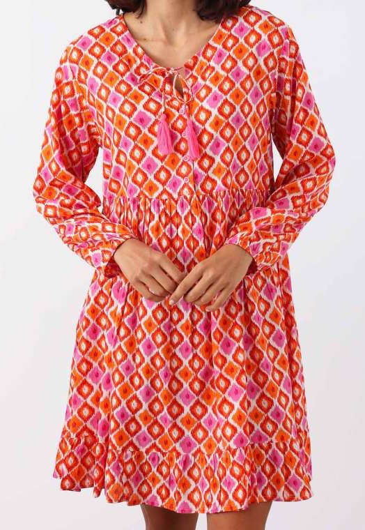 Zwillingsherz Kleid "Dominique" Pink Orange Viskose