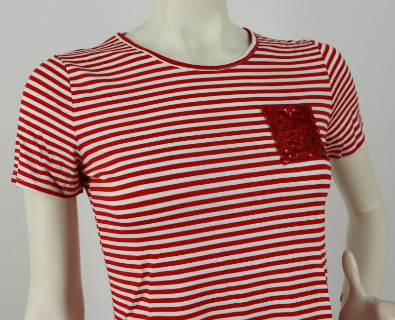 V.Milano Italy T-Shirt  geringelt Streifen mit Viskose Größe M Pailletten
