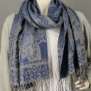 Schal Tuch Schultertuch gewebt Paisley Muster  in Blau Rot Schwarz Altrosa Viskose