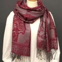 Schal Tuch Schultertuch gewebt Paisley Muster  in Blau Rot Schwarz Altrosa Viskose