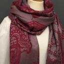 Schal Tuch Schultertuch gewebt Paisley Muster  in Blau Rot Schwarz Altrosa Viskose