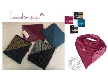 Heidekönigin Dreieckstuch zum Wenden Bio-Baumwolle Punkte oder Steifen schwarz, marineblau, brombeer oder pazifik